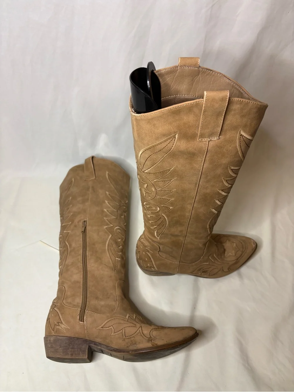 Almira Tan Embroidered Over-the-Knee Western Boots